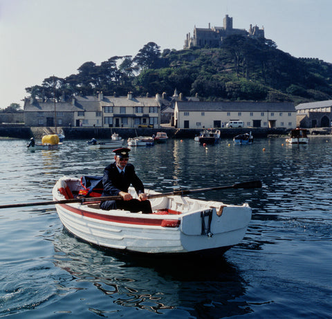 A high-tide delivery to St. Michael's Mount, Cornwall